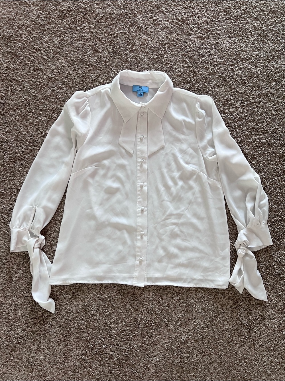 CeCe Ivory Tie-Sleeve Button-Up Blouse